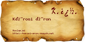 Károsi Áron névjegykártya